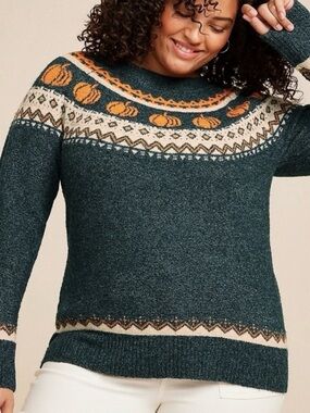Maurices Pumpkin Fair Isle Sweater - Plus Size 3X